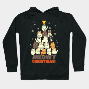 Meowy Christmas Kitty Cat Christmas Tree Hoodie